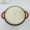 Cast Iron Red Enamel Covered Round Dutch Oven Cooking Dish